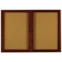 Aarco Products WBC3660R 2-Door Enclosed Bulletin Board with Walnut Finish 60&quot;W x 36&quot;H