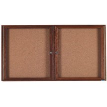 Aarco Products WBC3672R 2-Door Enclosed Bulletin Board with Walnut Finish 72&quot;W x 36&quot;H