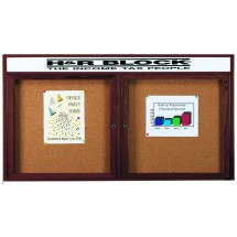 Aarco Products WBC3672RH 2-Door Enclosed Bulletin Board with Walnut Finish and Header, 72&quot;W x 36&quot;H