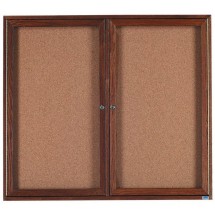 Aarco Products WBC4860R 2-Door Enclosed Bulletin Board with Walnut Finish 60&quot;W x 48&quot;H