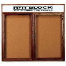 Aarco Products WBC4860RH 2-Door Enclosed Bulletin Board with Walnut Finish and Header, 60&quot;W x 48&quot;H