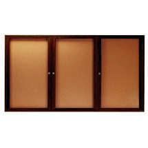 Aarco Products WBC3672-3R 3-Door Enclosed Bulletin Board with Walnut Finish, 72&quot;W x 36&quot;H