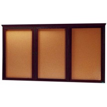 Aarco Products WBC3672RC 3-Door Enclosed Bulletin Board with Walnut Finish and Crown Molding, 72&quot;W x 36&quot;H