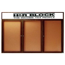 Aarco Products WBC3672-3RH 3-Door Enclosed Bulletin Board with Walnut Finish and Header, 72&quot;W x 36&quot;H
