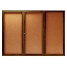 Aarco Products WBC4872-3R 3-Door Enclosed Bulletin Board with Walnut Finish 72&quot;W x 48&quot;H