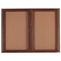 Aarco Products WBC4872R 2-Door Enclosed Bulletin Board with Walnut Finish, 72&quot;W x 48&quot;H