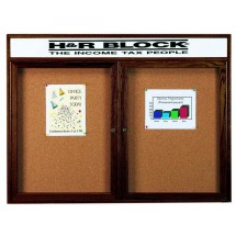Aarco Products WBC4872RH 2-Door Enclosed Bulletin Board with Walnut Finish and Header, 72&quot;W x 48&quot;H