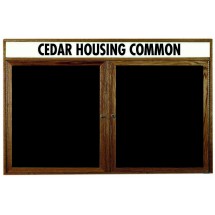 Aarco Products WDC3660H 2-Door Enclosed Changeable Letter Board with Walnut Finish and Header 60&quot;W x 36&quot;H