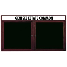 Aarco Products WDC3672H 2-Door Enclosed Changeable Letter Board with Walnut Finish and Header 72&quot;W x 36&quot;H