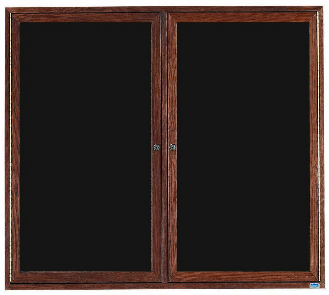 Aarco Products WDC4860 2-Door Enclosed Changeable Letter Board with Walnut Finish, 60"W x 48"H