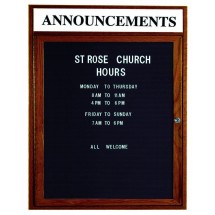 Aarco Products WDC3630H 1-Door Enclosed Changeable Letter Board with Walnut Finish and Header, 30&quot;W x 36&quot;H