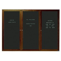 Aarco Products WDC4872-3 3-Door Enclosed Changeable Letter Board with Walnut Finish, 72&quot;W x 48&quot;H