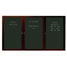 Aarco Products WDC4896-3 3-Door Enclosed Changeable Letter Board with Walnut Finish, 96&quot;W x 48&quot;H