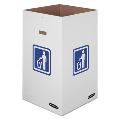 Waste and Recycling Bin, 42 gal, White, 10/Carton