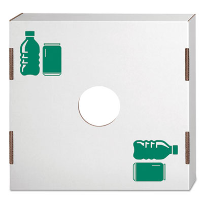 Waste and Recycling Bin Lid, Bottles and Cans, White/Green Print, 10/Carton