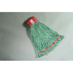 Web Foot Wet Mop Heads, Shrinkless, Cotton/Synthetic, Green, Large