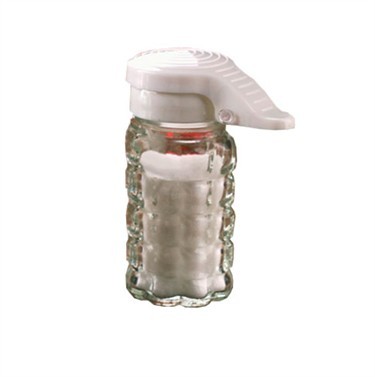 TableCraft 163MPW Glass Shaker 1.5 oz. with White Moisture Proof ABS Top