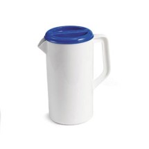 TableCraft 144W White 2-1/2 Qt. Plastic Pitcher with 3-Way Blue Lid