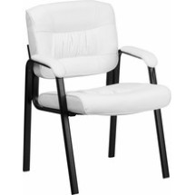 Flash Furniture BT-1404-WH-GG White Leather Guest/Reception Chair with Black Frame Finish