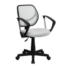 Flash Furniture WA-3074-WHT-A-GG White Mesh Computer Chair with Arms