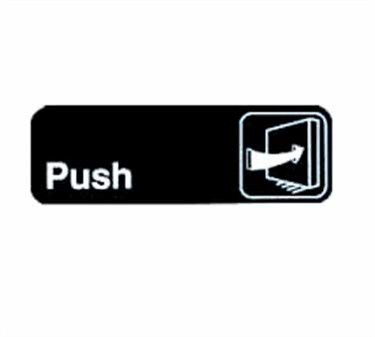 TableCraft 394502 Push Sign, White-On-Black 3" x 9" 