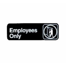 TableCraft 394506 Employees Only Sign, White-On-Black 3&quot; x 9&quot; 
