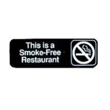 TableCraft 394524 This Is A Smoke-Free Restaurant Sign, White-On-Black 3&quot; x 9&quot;