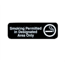 TableCraft 394534 Smoking Permitted In Designated Area Only Sign, White-On-Black 3&quot; x 9&quot; 