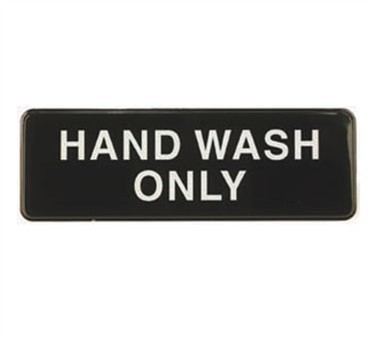 TableCraft 394554 Hand Wash Only Sign, White-On-Black 3" x 9" 