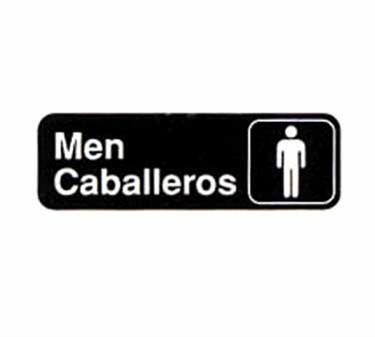 TableCraft 394566 Men/Caballeros Sign, White-On-Black 3" x 9"