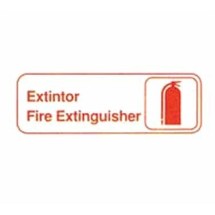 TableCraft 394582 Extintor/Fire Extinguisher Sign, White-On-Black 3&quot; x 9&quot; 