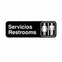 TableCraft 394588 Servicios/Restrooms Sign, White-On-Black 3&quot; x 9&quot;