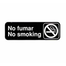TableCraft 394589 No Fumar/No Smoking Sign, White-On-Black 3&quot; x 9&quot; 