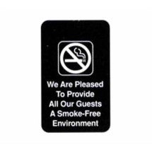 TableCraft 695601 We Are Pleased To Provide All Our Guests A Smoke-Free Environment Sign, White-On-Black 6&quot; x 9&quot; 