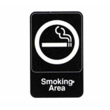 TableCraft 695614 Smoking Area Sign, White-On-Black 6&quot; x 9&quot; 