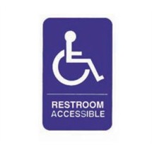TableCraft 695622 Restroom/Accessible + Handicapped Symbol Sign, White-On-Blue 6&quot; x 9&quot; 