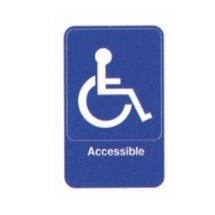 TableCraft 695644 Accessible + Handicapped Symbol Sign, White-On-Blue 6" x 9" 