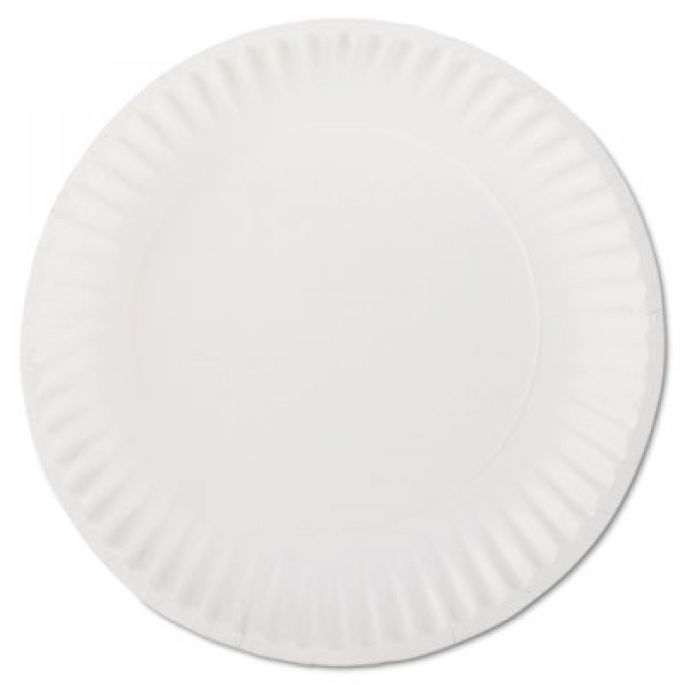 9 White Uncoated Paper Plate - 100/Pack
