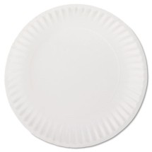 White Paper Plates, 9" Diameter, 100/Pack, 10 Packs/Carton
