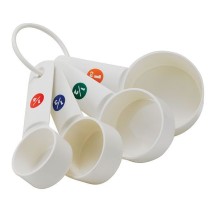Winco MCPP-4 4-Piece White Plastic Measuring Cup Set