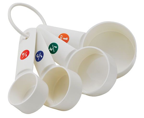 Winco MCPP-4 4-Piece White Plastic Measuring Cup Set