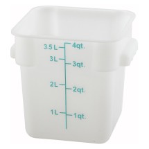 Winco PESC-4 White 4 Qt. Square Food Storage Container