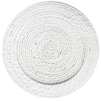 Jay Companies 1660151 ChargeIt by Jay White Round Rattan 13" Charger Plate