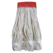 Wideband Looped-End Mop Heads, 20 oz, Natural w/Red Band, 12/Carton