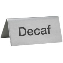 Winco SGN-102 Stainless Steel Tent Sign &quot;Decaf&quot;