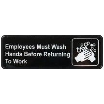 Winco SGN-322 &quot;Employees Must Wash Hands&quot; Informational Sign, 9&quot; x 3&quot;