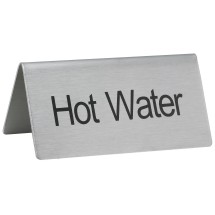 Winco SGN-104 Stainless Steel Tent Sign &quot;Hot Water&quot;