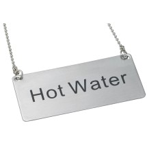 Winco SGN-204 Stainless Steel Chain Sign &quot;Hot Water&quot;