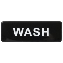 Winco SGN-318 &quot;Wash&quot; Informational Sign, 9&quot; x 3&quot;