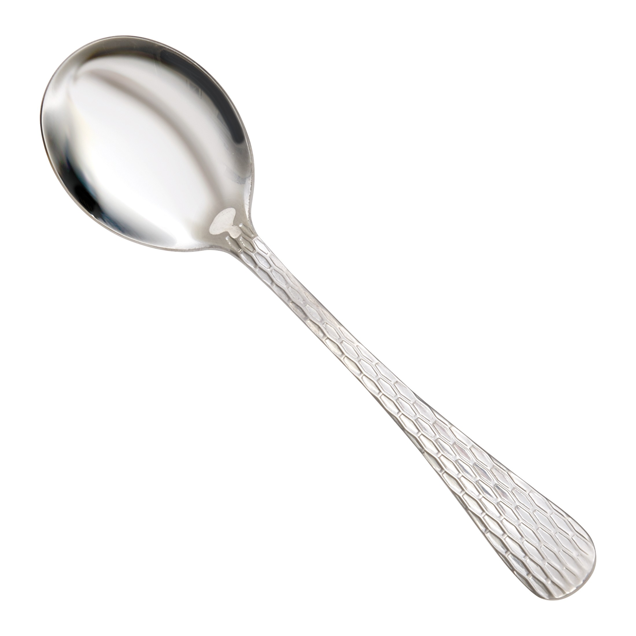 Winco 0023-04 Caspian Hammered Medium Weight Bouillon Spoon 6-1/4" (12/Pack)